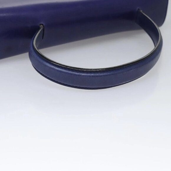 CELINE Hand Bag Leather Blue Gold Auth BD984 - Picture 8 of 16